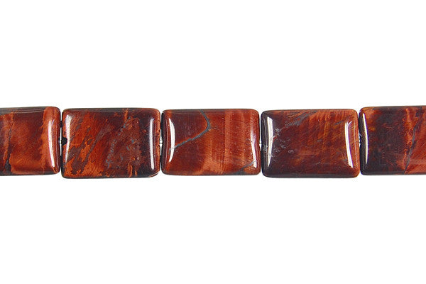 Red Tiger's Eye Beads - Red Tiger Eye Flat Rectangle - 10x14mm - 16-inch - unbranded beads for jewelry making