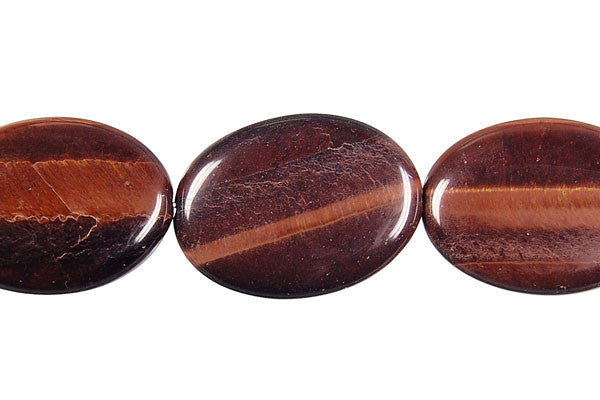 Red Tiger's Eye Beads - Red Tiger Eye Flat Oval - 18x25mm - 16-inch - unbranded beads for jewelry making