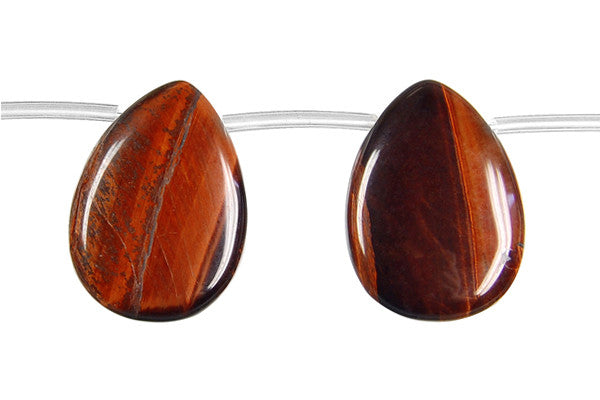 Red Tiger's Eye Beads - Red Tiger Eye Flat Briolette - 18x25mm - 8-inch - unbranded beads for jewelry making