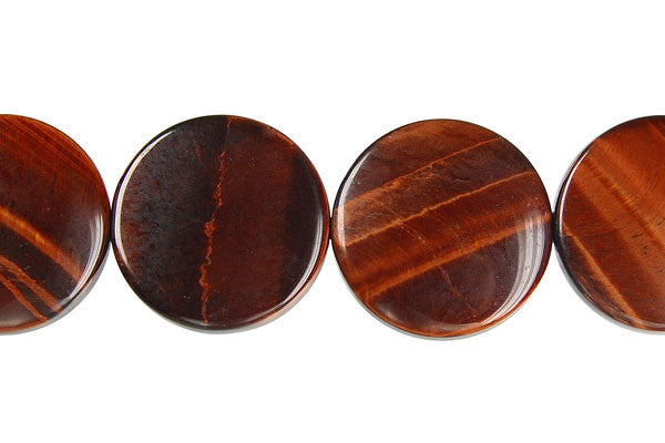 Red Tiger's Eye Beads - Red Tiger Eye Coin - 20x20mm - 16-inch - unbranded beads for jewelry making
