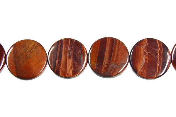 Red Tiger's Eye Beads - Red Tiger Eye Coin - 14x14mm - 16-inch - unbranded beads for jewelry making