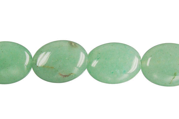 Green Aventurine Beads - Flat Oval - 10x14mm - 16-inch - unbranded beads for jewelry making