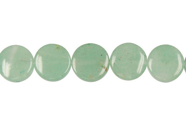 Green Aventurine Beads - Coin - 10x10mm - 16-inch - unbranded beads for jewelry making