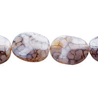 Dragon Vein Agate Beads - Black) Wavy Flat Oval - 15x20mm - 14-15-inch - unbranded beads for jewelry making