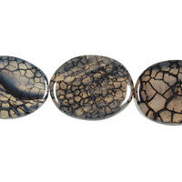 Dragon Vein Agate Beads - Black) Flat Oval - 18x25mm - 14-15-inch - unbranded beads for jewelry making
