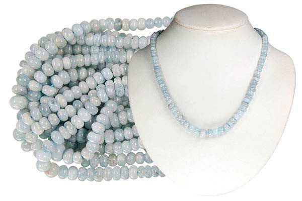 Aquamarine Beads - Graduated Rondelle - 4-10mm - 16-inch - unbranded beads for jewelry making