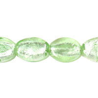 Lampwork Foil Glass Specialty Shape Beads - Flat Oval - Light Mint - 14x16mm 16-inch - unbranded beads for jewelry making
