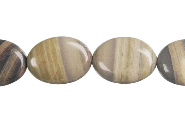Silvermist Beads - Flat Oval - 13x18mm - 16-inch - unbranded beads for jewelry making