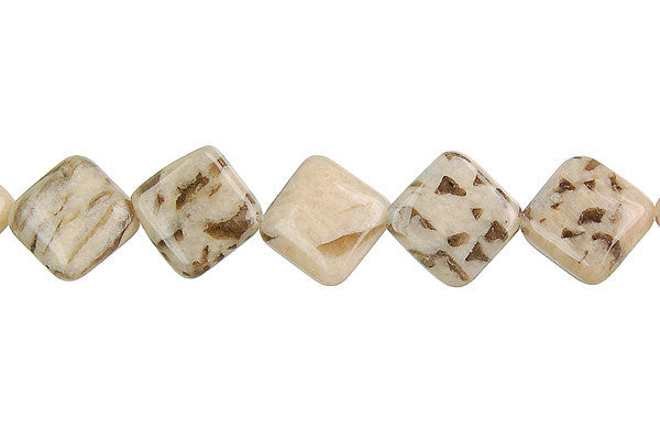 Silkworm Jasper Beads - Diamond Square - 10x10mm - 16-inch - unbranded beads for jewelry making