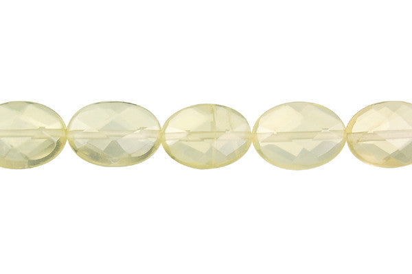 Citrine Beads - Lemon) Faceted Flat Oval - 10x14mm - 16-inch - unbranded beads for jewelry making