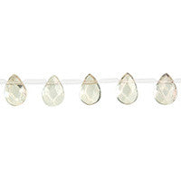 Citrine Beads - Lemon) Faceted Flat Briolette - 10x14mm - 16-inch - unbranded beads for jewelry making