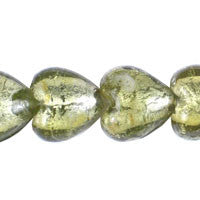 Murano Glass Beads - (Olivine Flat Heart - 20x20mm - 14-15-inch - unbranded beads for jewelry making