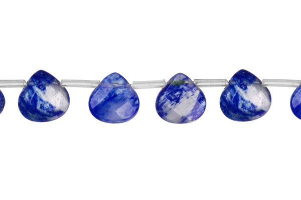 Blueberry Quartz Glass Beads - Faceted Flat Heart Briolette - 10x10mm - 16-inch - unbranded beads for jewelry making