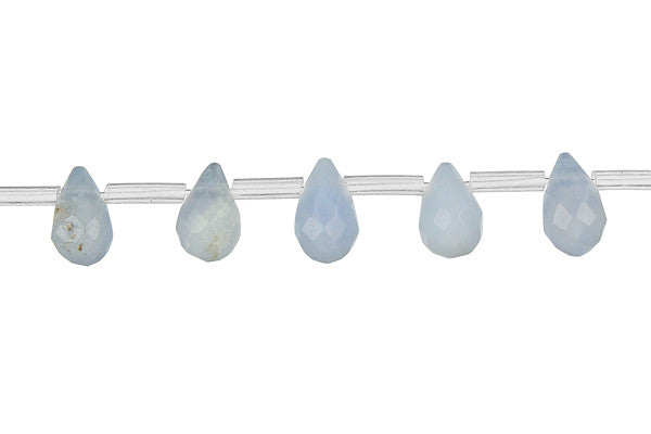 Blue Chalcedony Beads - Faceted Briolette - 6x9mm - 16-inch - unbranded beads for jewelry making
