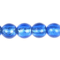 Lampwork Foil Glass Round & Coin Beads - Round - Cobalt - 14mm 16-inch - unbranded beads for jewelry making