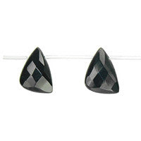 Black Quartz Glass Beads - Faceted Triangle Briolette - 15x20mm - 16-inch - unbranded beads for jewelry making