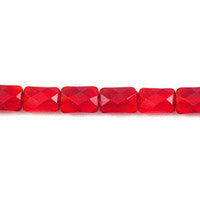 Ruby Quartz Glass Beads - Faceted Rectangle - 7x10mm - 16-inch - unbranded beads for jewelry making