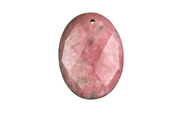 Rhodonite Faceted Flat Oval - 30x40mm - Piece - unbranded Rhodonite pendant for jewelry making