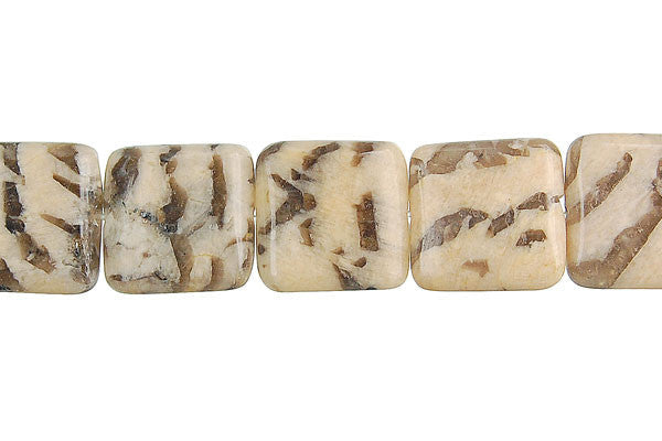 Silkworm Jasper Beads - Square - 14x14mm - 16-inch - unbranded beads for jewelry making