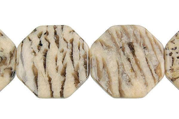 Silkworm Jasper Beads - Octagon - 25x25mm - 16-inch - unbranded beads for jewelry making