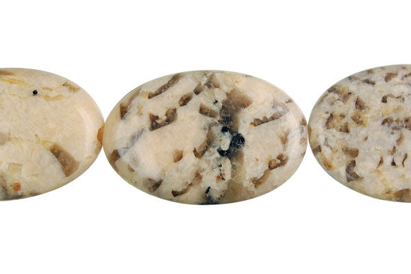 Silkworm Jasper Beads - Flat Oval - 20x30mm - 16-inch - unbranded beads for jewelry making