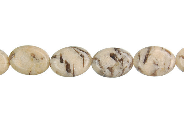 Silkworm Jasper Beads - Flat Oval - 10x14mm - 16-inch - unbranded beads for jewelry making