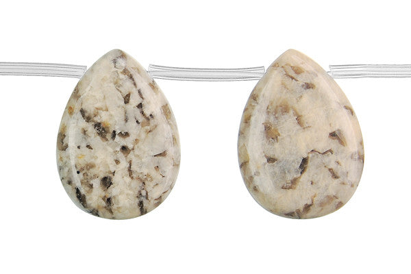 Silkworm Jasper Beads - Flat Briolette - 18x25mm - 8-inch - unbranded beads for jewelry making