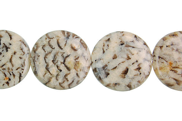 Silkworm Jasper Beads - Coin - 20x20mm - 16-inch - unbranded beads for jewelry making