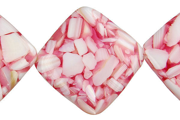Shell MOP Beads - Shell (Red & White) Diamond - 38x38mm - 16-inch - unbranded beads for jewelry making
