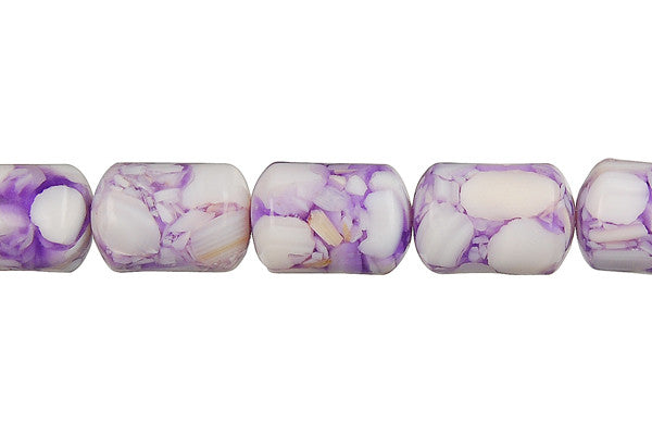 Shell MOP Beads - Shell (Purple & White) Tube - 10x15mm - 16-inch - unbranded beads for jewelry making