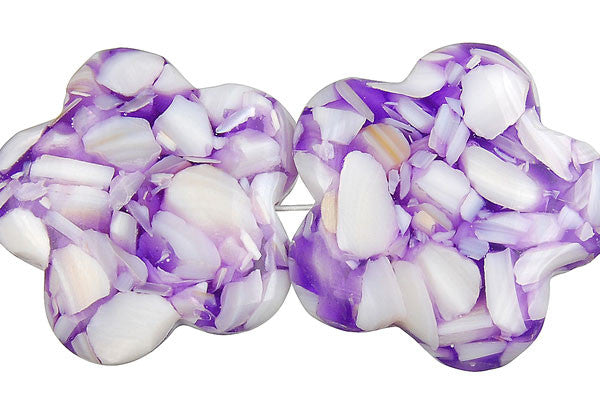 Shell MOP Beads - Shell (Purple & White) Star - 33x33mm - 16-inch - unbranded beads for jewelry making
