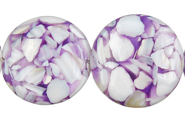Shell MOP Beads - Shell (Purple & White) Coin - 30x30mm - 16-inch - unbranded beads for jewelry making