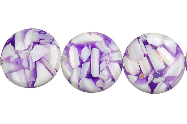 Shell MOP Beads - Shell (Purple & White) Coin - 20x20mm - 16-inch - unbranded beads for jewelry making