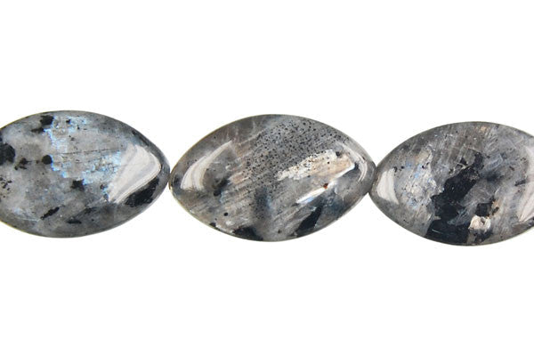 Larvikite Beads - Flat Rice - 12x20mm - 16-inch - unbranded beads for jewelry making