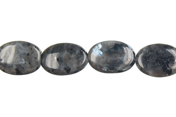 Larvikite Beads - Flat Oval - 10x14mm - 16-inch - unbranded beads for jewelry making