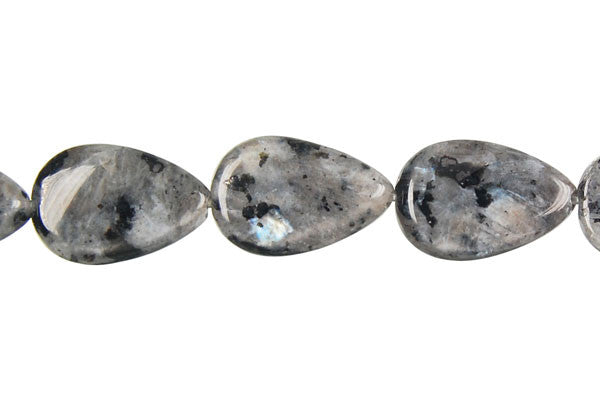 Larvikite Beads - Flat Briolette (Vertical Drilled) - 10x15mm - 16-inch - unbranded beads for jewelry making