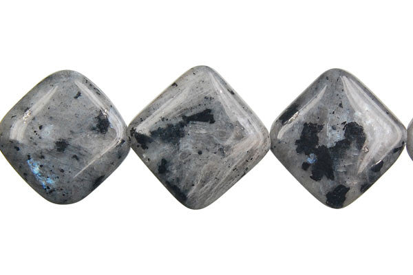 Larvikite Beads - Diamond Square - 14x14mm - 16-inch - unbranded beads for jewelry making