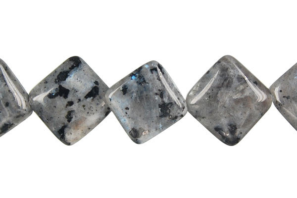Larvikite Beads - Diamond Square - 12x12mm - 16-inch - unbranded beads for jewelry making