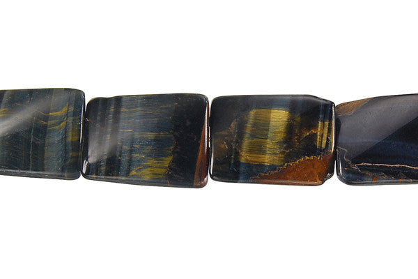 Blue Tiger's Eye Beads - Blue Tiger Eye Twisted Rectangle - 13x18mm - 16-inch - unbranded beads for jewelry making
