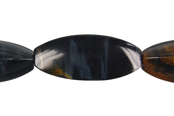 Blue Tiger's Eye Beads - Blue Tiger Eye Triangle Rice - 15x35mm - 16-inch - unbranded beads for jewelry making