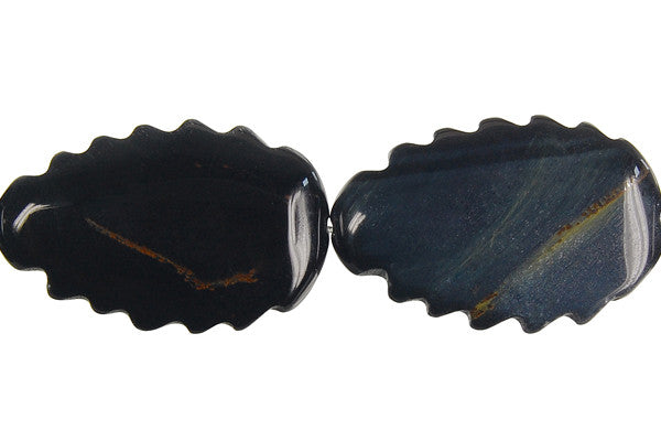 Blue Tiger's Eye Beads - Blue Tiger Eye Leaf (Vertical Drilled) - 20x30mm - 16-inch - unbranded beads for jewelry making