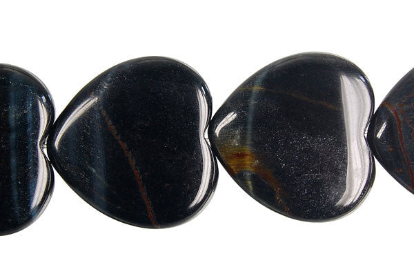Blue Tiger's Eye Beads - Blue Tiger Eye Heart - 25x25mm - 16-inch - unbranded beads for jewelry making