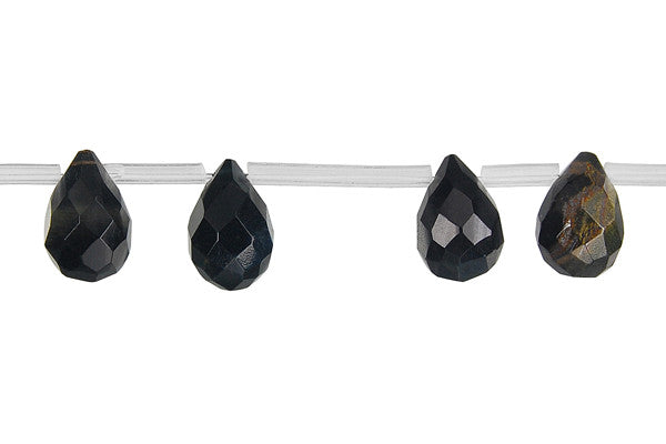 Blue Tiger's Eye Beads - Blue Tiger Eye Faceted Briolette - 8x12mm - 16-inch - unbranded beads for jewelry making