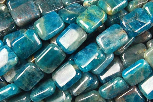 Apatite Beads - Flat Rectangle - 8x10mm - 16-inch - unbranded beads for jewelry making