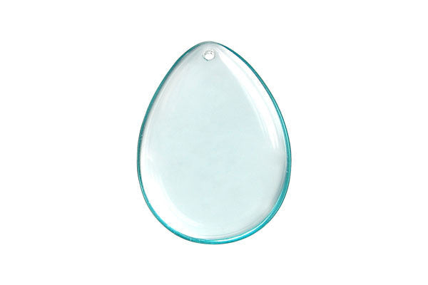 Aqua Quartz Glass Pendants: Flat Oval, Briolette & Rose & More - 4 Styles
