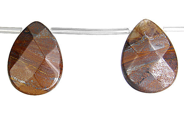 Tiger Iron Jasper Beads - Tiger Iron (AAA) Faceted Flat Briolette - 18x25mm - 8-inch - unbranded beads for jewelry making