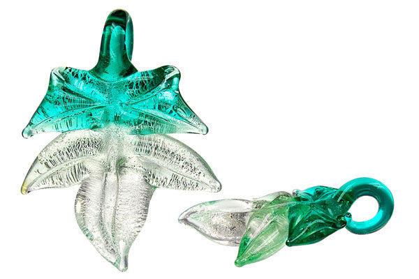 Lampwork Art Glass Leaf Pendants - 48 Styles