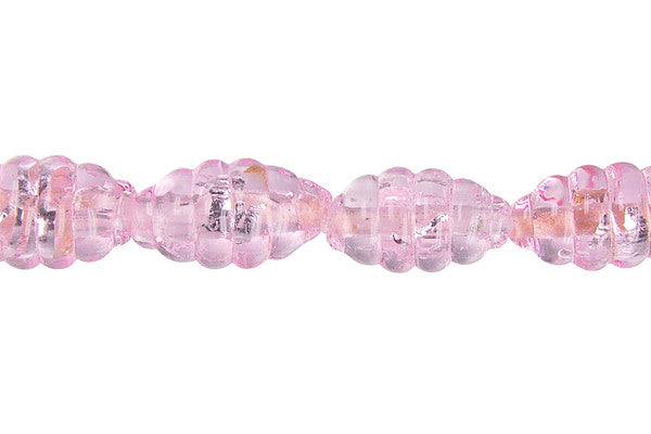 Lampwork Foil Glass Specialty Shape Beads - Lines Foil Glass Grain Drum - Pink - 10x18mm 16-inch - unbranded beads for jewelry making