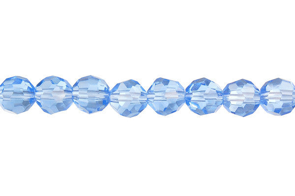 Chinese Crystal Beads - (Aqua Faceted Round - 8mm - 12-15-inch - unbranded beads for jewelry making