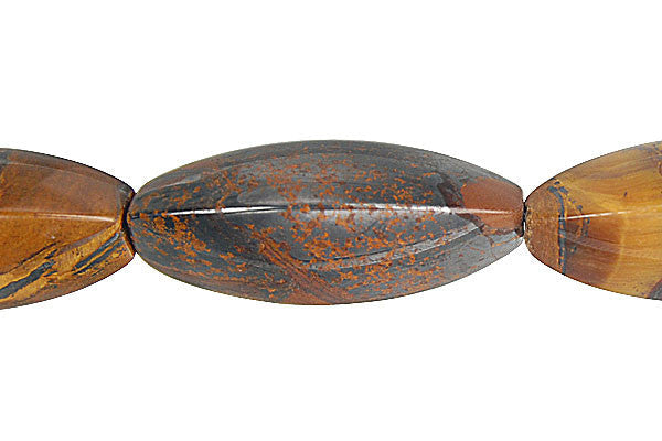 Tiger Iron Jasper Beads - Tiger Iron (AAA) Triangle Rice - 15x35mm - 16-inch - unbranded beads for jewelry making
